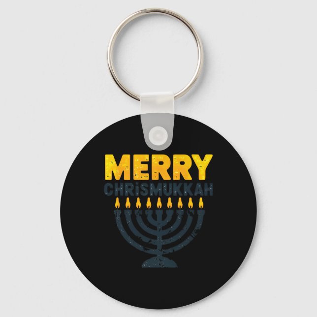 Chaveiro Feliz Chrismukkah Natal Hanukkah Chanukiah Gif (Frente)