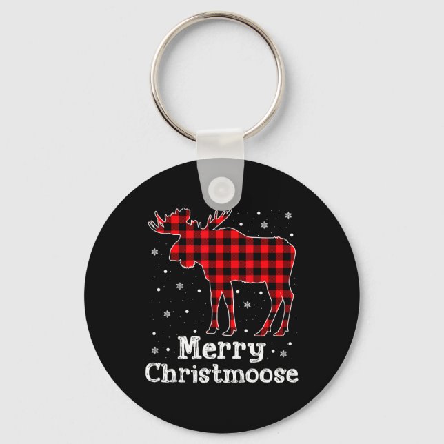 Chaveiro Feliz Christmoose Buffalo Xadrez Natal Alce  (Frente)