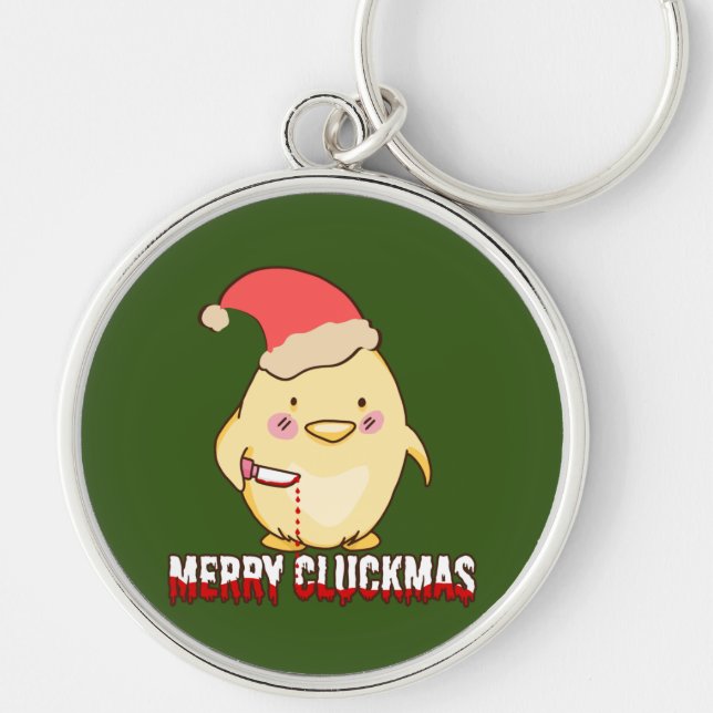 Chaveiro Feliz Cluckmas, Galinha de Natal Engraçada (Frente)