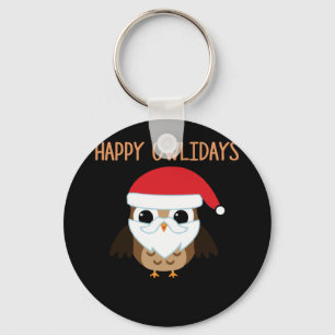 Chaveiro Feliz coruja de Natal para amantes de coruja