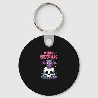Chaveiro Feliz Creepmas Gato Pastel Goth Natal Caveira T-S