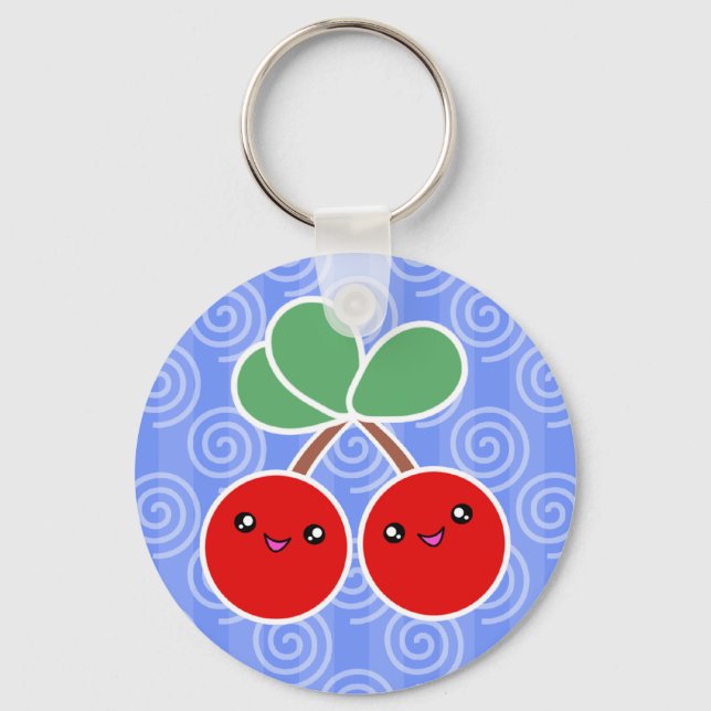 Chaveiro Feliz de Cherries Kawaii (Frente)