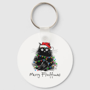 Chaveiro Feliz de gato Fluffmas Gato de Natal do Pão