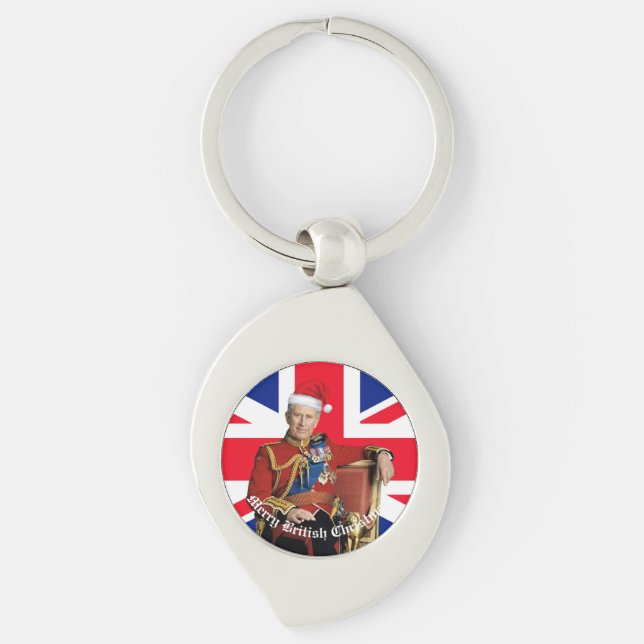 Chaveiro Feliz de Natal britânico Rei Charles III (Frente)