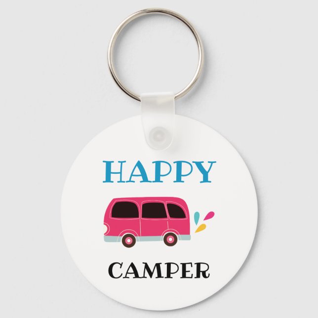 Chaveiro Feliz desenho do Camper Van Cute (Frente)