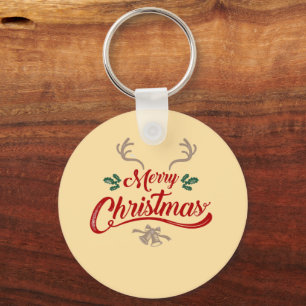 Chaveiro Feliz Design de Natal Vermelho e Verde