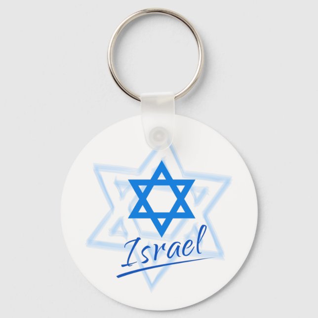 Chaveiro Feliz Dia da Independência de Israel Estrela Azul  (Frente)