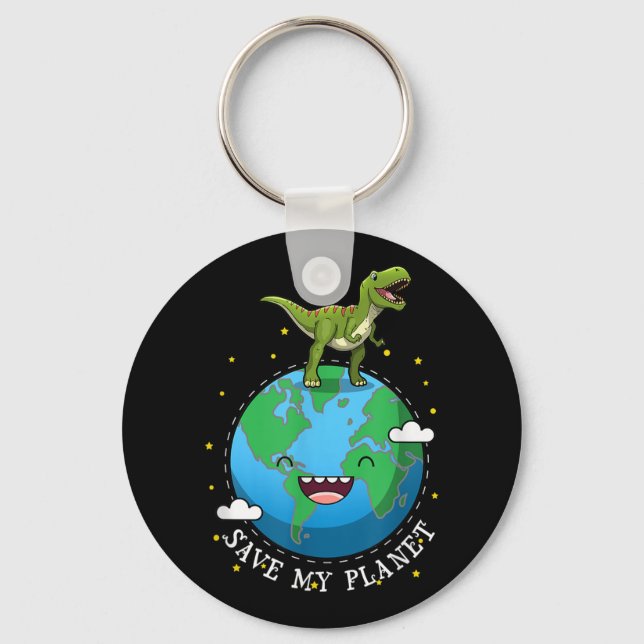 Chaveiro Feliz Dia da Terra 2019 Dinossauro T-rex Crianças  (Frente)