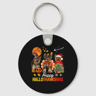 Chaveiro Feliz Dia das Bruxas de Hallothanksmas Feliz Yorki