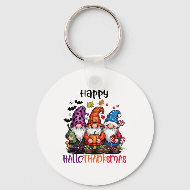 Chaveiro Feliz Dia das Bruxas Felizes dos Gnomos Felizes (Frente)