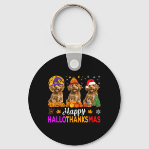 Chaveiro Feliz Dia das Bruxas Poodle Cão de Halloween Engra