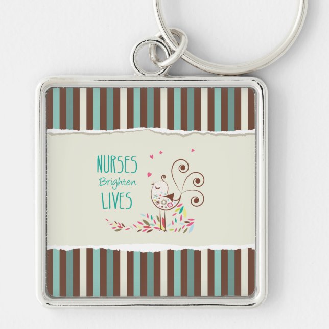 Chaveiro Feliz Dia das Enfermeiras, Pássaro Bonito em Banda (Frente)