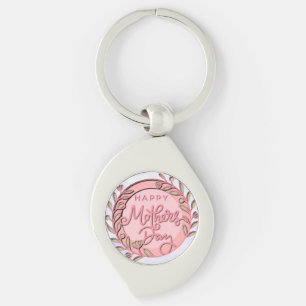 Chaveiro Feliz Dia das Mães Elegante Moderno Floral Rosa