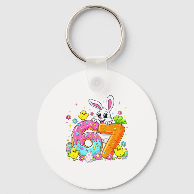Chaveiro Feliz Dia de Páscoa 67 Coelho Fofo Seis Sete Engra (Frente)
