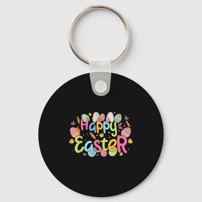 Chaveiro Feliz Dia de Páscoa Orelhas de Coelho Fofo e Ovo d (Frente)