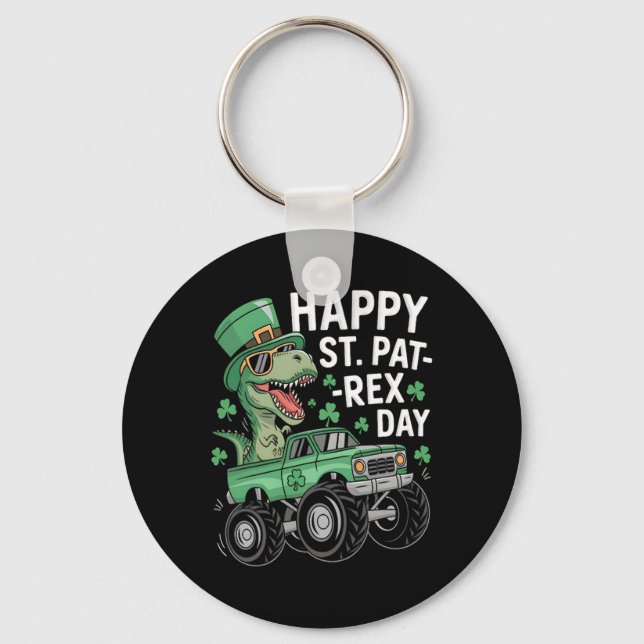 Chaveiro Feliz Dia de São Pat-rex Patrick Dinossauro Monstr (Frente)