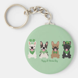 Chaveiro Feliz Dia de São Patrício Bulldogues Franceses