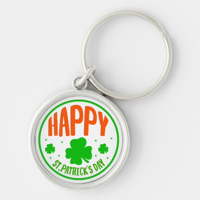 Chaveiro Feliz Dia de São Patrício Círculo Design (Frente)