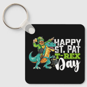 Chaveiro Feliz Dia de São Patrício Pat T Rex Dinosaur