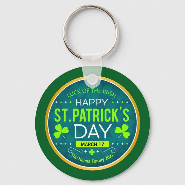 CHAVEIRO FELIZ DIA DE SÃO PATRÍCIO, "SORTE DOS IRLANDESES" (Frente)