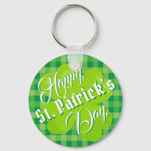Chaveiro Feliz Dia de São Patrício Verde Tartan Trevo Sortu