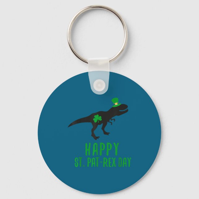 Chaveiro Feliz dia de st. pat-rex dia de st. patricks dinos (Frente)