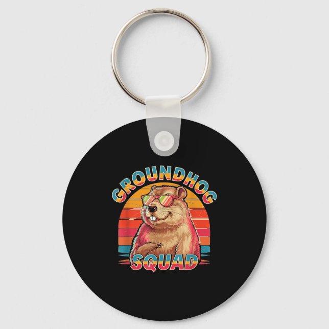 Chaveiro Feliz Dia do Groundhog 2025 Equipe Engraçada do Gr (Frente)