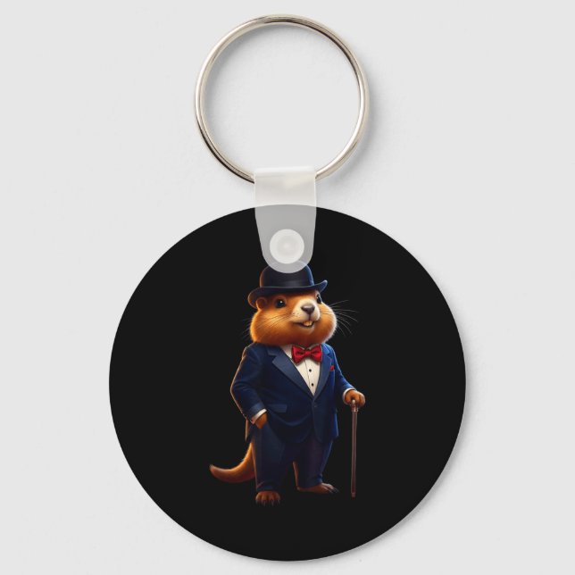 Chaveiro Feliz Dia do Groundhog 2026 Groundhog Cavalheiro C (Frente)