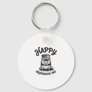 Chaveiro Feliz Dia do Groundhog Camisa de Desenho de Gravur