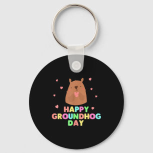 Chaveiro Feliz Dia do Groundhog Engraçado Fofinho Animal L
