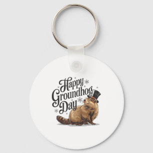 Chaveiro Feliz Dia do Groundhog Fantasia de Animal de Groun