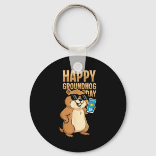 Chaveiro Feliz Dia do Groundhog Fofa Marmota Feriado do Gro