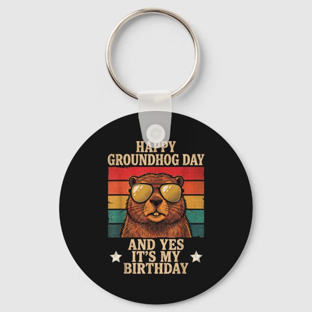 Chaveiro Feliz Dia do Groundhog Sim É Meu Aniversário Diver (Frente)