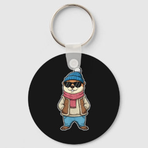 Chaveiro Feliz Dia do Groundhog Sombra Groundhog Fofo Engra