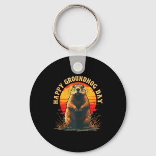 Chaveiro Feliz Dia do Groundhog Vintage 2025 Camisa Diverti