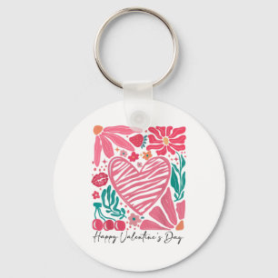 Chaveiro Feliz Dia dos Namorados Boho Namorados Flores Cora