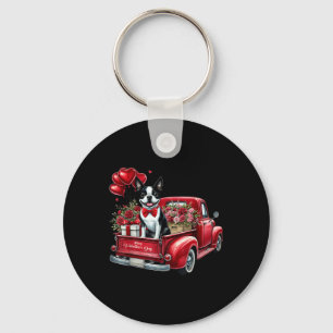 Chaveiro Feliz Dia dos Namorados Boston Terrier Truck Heart
