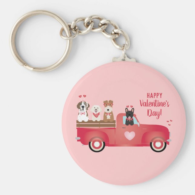 Chaveiro Feliz Dia dos Namorados Comprando Cachorros Adoráv (Frente)