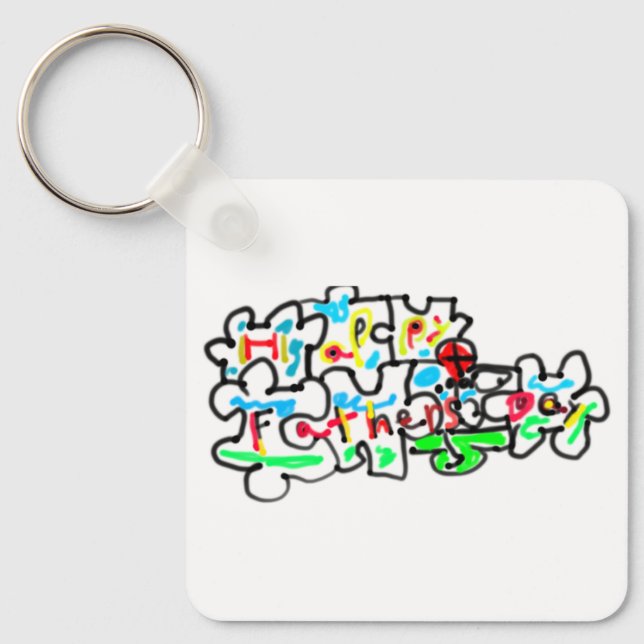 Chaveiro Feliz Dia dos Pais Puzzle arte  (Frente)