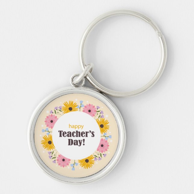 Chaveiro Feliz Dia dos Professores Flores Silvestres (Frente)