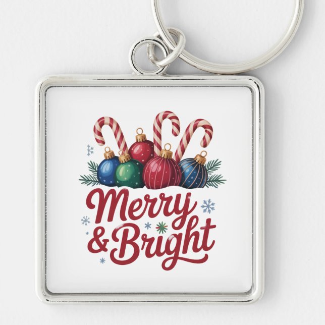 Chaveiro Feliz e Bright Christmas Magic (Frente)