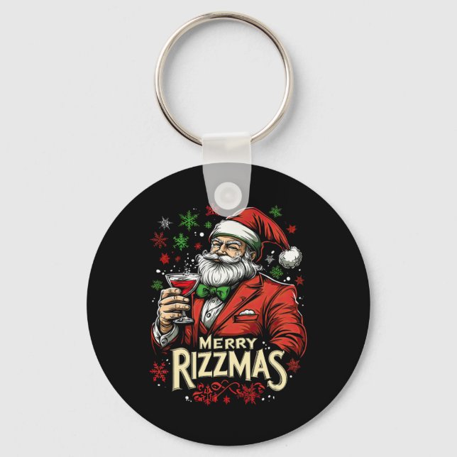 Chaveiro Feliz engraçada Papais noeis de Rizzmas Natal (Frente)