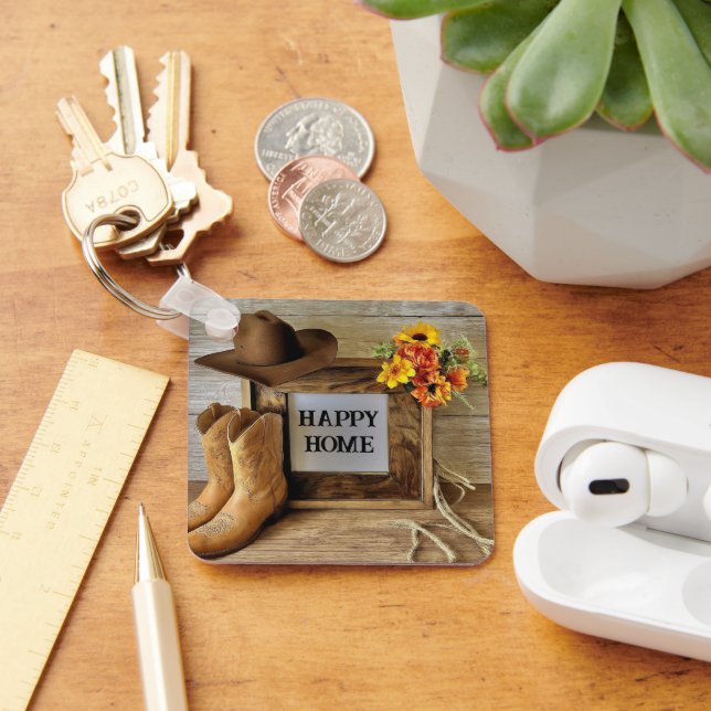 Chaveiro Feliz Estilo De Vaqueiro De Cowboy Com Botas De Co (Mesa)