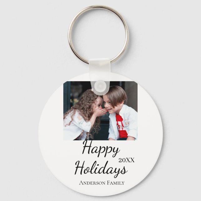 Chaveiro Feliz feriado crianças foto da família presentes m (Frente)