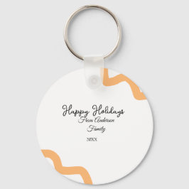 Chaveiro Feliz feriado nome laranja negro data ano espiral