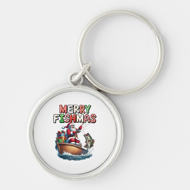 Chaveiro Feliz Fishmas Papai Noel Amantes de Pesca Fun Dive (Frente)