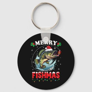 Chaveiro Feliz Fishmas Peixe Natal Divertido de Pesca Pai H