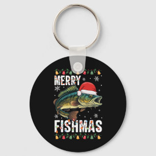 Chaveiro Feliz Fishmas Piadas de Natal de Pesca Pijama Peix