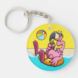 Chaveiro Feliz Flamingo VEJA DE VOLTA