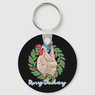 Chaveiro Feliz Galinatum Natalino Galinha de Natal Divertid